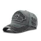 Men's Denim Baseball Cap | Washed Embroidery Letters Design | Adjustable Wide Brim Dome Hat