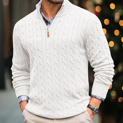 Men's Cable Knit Sweater | Half High Collar | Long Sleeve | Solid Warm Pullover | Soft Knit Fabric | Classic Style | Casual Outerwear | Versatile Layering | Sizes Available