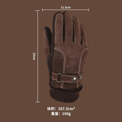Men's Warm Touch Screen Gloves | Velvet Cotton Lined | Pigskin Leather | Waterproof & Windproof | Ergonomic Fit | Winter & Autumn Wear | Touchscreen Compatible | Breathable & Durable