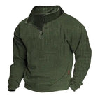 Men's Outdoor Sweatshirt | Cotton Blend Waffle Texture | Stand Collar with Zipper | Long Sleeves | Breathable & Durable | Active Fit | Ideal for Hiking & Casual Wear | Warm Layering Piece | Snug Cuffs