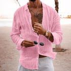 Men's Breathable Long Sleeve Shirt | Cotton Linen Blend | Solid Color | Lapel Collar | Casual Comfort | Easy Care | Versatile Style