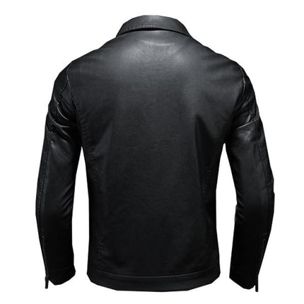 Men's Premium Leather Biker Jacket | Classic Lapel Design | Black | High-Quality Durable Material | Smooth Zippered Pockets & Cuffs | Comfortable Fit | Handcrafted for Timeless Style