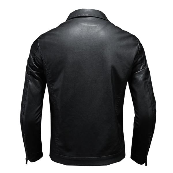 Men's Premium Leather Biker Jacket | Classic Lapel Design | Black | High-Quality Durable Material | Smooth Zippered Pockets & Cuffs | Comfortable Fit | Handcrafted for Timeless Style