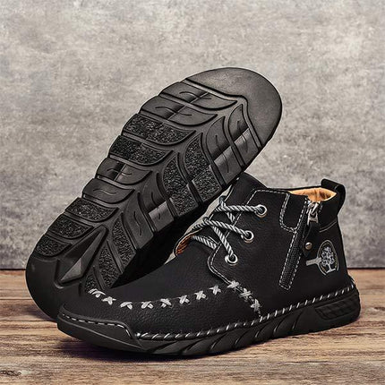Vintage Leather Men's Booties | Flexible Rubber Sole | Lightweight Comfort | Casual Wear | Hand Sewn | High-Quality Fit