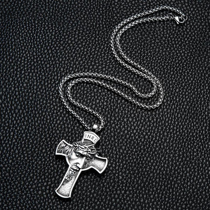Vintage Cross Faith Pendant Necklace | Casual Religious Jewelry | Unisex Chain Necklace