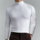 Men's Long Sleeve T-Shirt | High Neck | Solid Color | Fitted Cut | Casual Wear | Breathable Fabric | Versatile Styling | Suitable for Fall Winter | Modern Silhouette | Comfortable Everyday Top