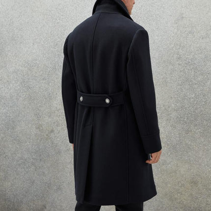 Men's Wool Blend Mid-Length Coat | Vintage Lapel | Double-Breasted | Classic Winter Outerwear | Timeless Sophistication | Elegant Formal Coat for Business & Events