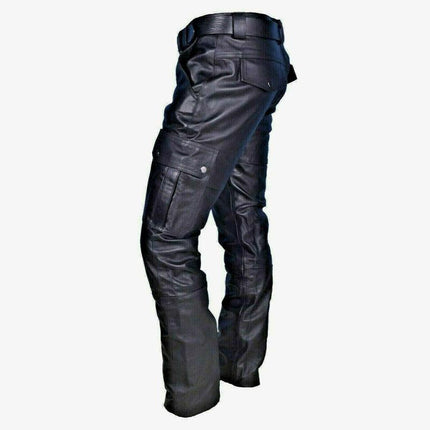 Men's Slim Fit Faux Leather Pants | Vintage Multi-Pocket Design | Edgy Streetwear | High-Quality Animal-Friendly Material | Stylish Texture | Easy Care | Versatile Fit | Ideal for Night Out or Smart-Casual Looks