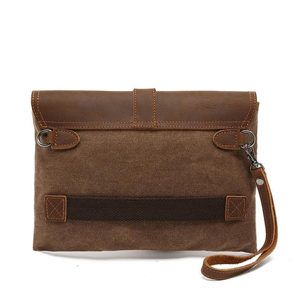 Vintage Flap Clutch Bag | Leather & Canvas | Evening Accessory | Handbag Elegance