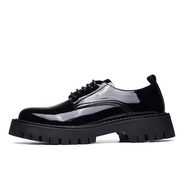 Men's Platform Lace Up Dress Shoes | Patent Leather Upper | Stylish Toe Oxfords | Blind Eyelets | Leather Linings | Durable Rubber Sole