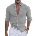 Men's Long Sleeve Casual Shirt | Solid Color | Lapel Collar | Cotton Blend | Comfortable Fit | Easy Care | Versatile Wardrobe Essential