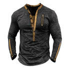 Men's Tactical Henley Long Sleeve T-Shirt | Zipper Neck | Durable Polyester Cotton Blend | Moisture-Wicking | Outdoor & Casual Wear | Black, Olive Green, Khaki, Navy Blue, Gray | Sizes S-3XL