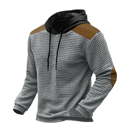 Men's Jacquard Knit Hoodie | Long Sleeve Colorblock Design | Adjustable Drawstring Hood | Soft Cotton-Polyester Blend | Ribbed Cuffs | Regular Fit | Stylish Layering | Casual Wear | Fall & Winter Essential
