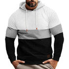Men's Long Sleeve Hooded Sweatshirt | Color Block Pattern | Textured Waffle Fabric | Casual Comfort | Versatile Casual Wear | Cozy Hood for Warmth | Modern Design | Ideal for Spring & Autumn