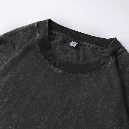Men's Cotton Long Sleeve T-Shirt | Washed Distressed Vintage Look | Crewneck Casual Style | Soft & Breathable Premium Fabric | Perfect for Layering | Relaxed Fit | Ribbed Cuffs