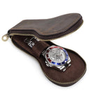 Men's Vintage Cowhide Leather Watch Organizer | Travel Accessories | Secure Closure | Soft Lining | Compact Design | Luxury Watch Bag
