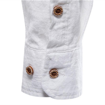 Men's Casual Long-Sleeved Shirt | Cotton Linen Blend | Solid Colors | Button-Down Collar | Comfortable & Breathable | Versatile Spring & Summer Style | Available in White, Navy, Black, Grey, Olive