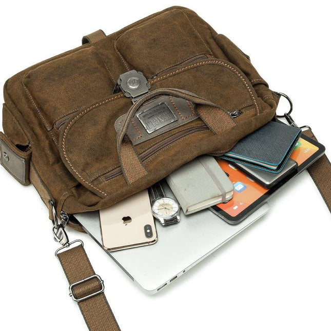 Men's Crossbody Canvas Bag | Retro Large Capacity Shoulder Bag | Portable Design | Durable Material | Adjustable Strap | Versatile Use | Daily Commute & Travel