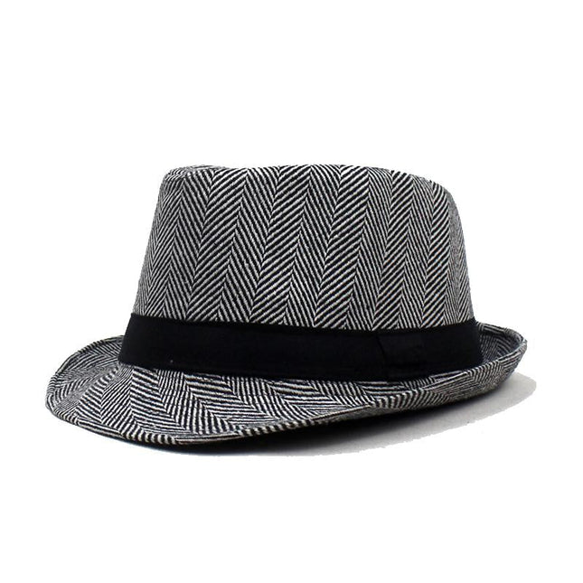 Vintage Striped Cotton Hat | Flat Top Curved Brim | Decorative Ribbon | All Season Casual Men's Accessory