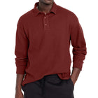 Men's Tailored Fit Polo Shirt | Solid Color | Button Lapel Collar | Long Sleeve | Cotton Blend Fabric | Casual & Semi-Formal | Versatile Styling | Breathable & Durable | Perfect for Transitional Weather