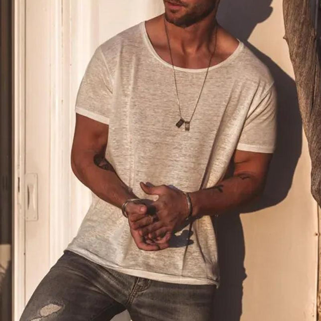 Men's Loose Fit T-Shirt | Slub Cotton | Casual Solid Color | Short Sleeve Round Neck | Comfortable & Breathable | Versatile Styling | Durable & Easy Care | Perfect for Everyday Wear