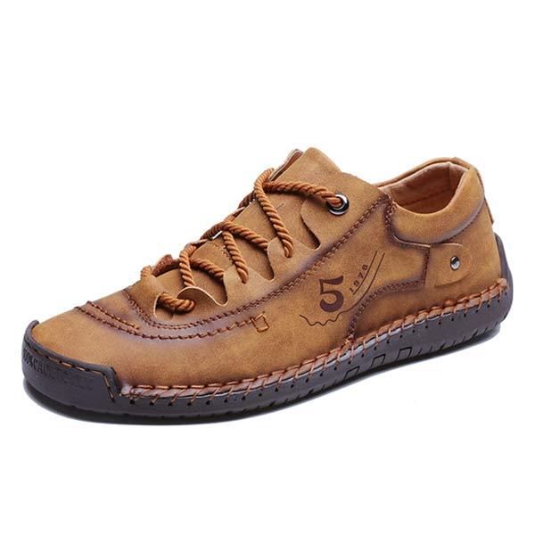 Men's Leather Casual Shoes | Vintage Lace-Up | Flexible Non-Slip Rubber Sole | Lightweight & Comfortable Footwear