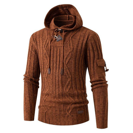 Men's Slim Fit Knit Hoodie | Long Sleeve | Hooded with Drawstring | Lightweight Fabric | Casual & Athleisure Wear | Ribbed Cuffs | Tailored Silhouette | Versatile Layering Piece