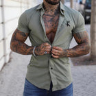Men's Casual Letter Print Shirt | Short Sleeve | Lapel Collar | Button Front | Breathable Fabric | Spring Summer Fashion | Daily Wear