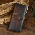 Men's Leather Wallet | Vintage Distressed Long Design | Multi-Card Slots | Genuine Leather | Slim Profile | Ample Storage | Stylish & Durable | Fits Cash & IDs | Elegant Accessory for Men