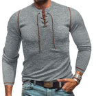 Men's Henley T-Shirt | Long Sleeve Crew Neck | Outdoor Casual Wear | Cotton Polyester Blend | Multiple Colors | Comfortable Durable Style