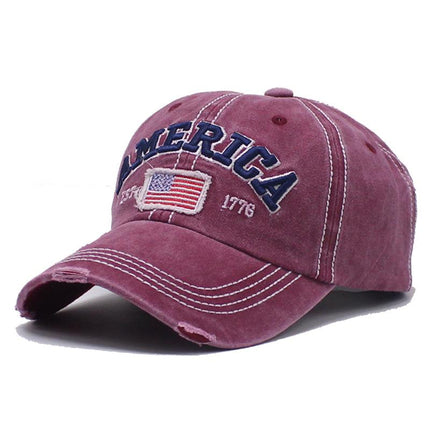 Men's American Flag Embroidered Baseball Cap | Adjustable Cotton Polyester | Vintage Washed Curved Brim | Sun Protection | Patriotic Peaked Hat