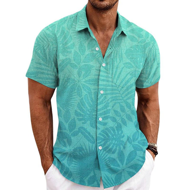 Men's Hawaiian Shirt | Tropical Print | Short Sleeve | Camp Collar | Lightweight Polyester | Relaxed Fit | Beach Vacation Casual | Bold Floral | Palm Print | Vibrant Colors | Button-Front Closure