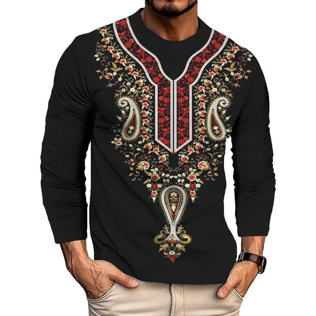 Men's Graphic Long Sleeve T-Shirt | Casual Round Neck | Soft Cotton Blend | Various Colors & Prints