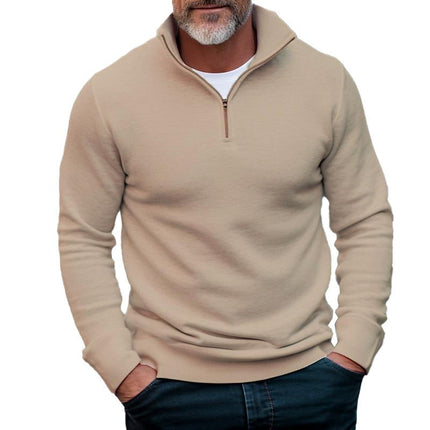 Men's Sweatshirt | Solid Color | Half Stand Collar | Zip Closure | Versatile Layering | Comfortable Material | Variety Styles | Multiple Sizes | Easy Care