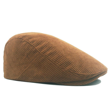 Men's Retro Corduroy Beret | British Style Flat Top Hat | Adjustable Cotton Short Brim | Four Seasons Wear