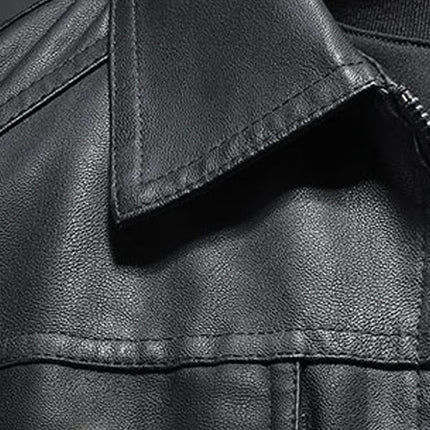 Men's Premium Leather Biker Jacket | Classic Lapel Design | Black | High-Quality Durable Material | Smooth Zippered Pockets & Cuffs | Comfortable Fit | Handcrafted for Timeless Style