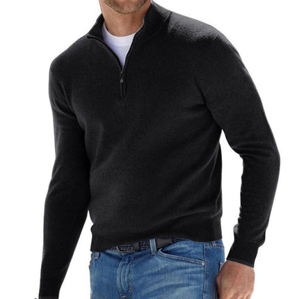 Men's Solid Color Knit Zip Pullover Sweater | High-Quality Fabric | Versatile Tailored Fit | Warm Breathable Design | Various Colors | Durable Stitching | Fashionable Wardrobe Must-Have