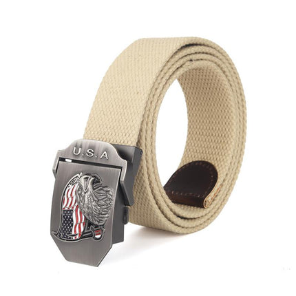 Men's Patriotic Canvas Belt | USA Eagle Flag Design | Automatic Smooth Buckle | Durable Everyday Accessory | Adjustable Fit | Casual to Semi-Formal Use | High-Quality Craftsmanship | Stylish & Comfortable