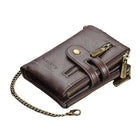 Men's Vintage Style Compact Wallet | Double Zipper Closure | Multi-Card Slots | Coin and Cash Compartments | Durable Retro Design | Slim Pocket-Friendly Accessory | Perfect for Everyday Use