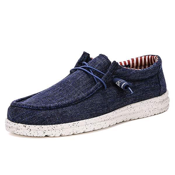Men's Slip-On Loafers | Premium Washed Canvas | Lightweight EVA Outsole | Elastic Laces | Rounded Toe Design | Odor-Reducing Insole | Breathable Fabric | Comfortable & Travel Friendly | Casual Everyday Shoes