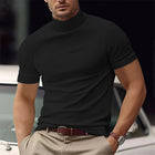 Men's Slim Fit T-Shirt | Solid Color | Half Turtle Neck | Short Sleeve | Modern Casual Top | Comfortable Blend Fabric | Versatile Wardrobe Staple | Stylish Tee for Layering