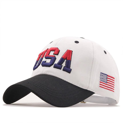 Men's Cotton Outdoor Cap | USA Flag Embroidery | Versatile Satin Weave | Adjustable Fit | Short Brim | Four Seasons Dome Hat | Casual Style | Embroidered Letters