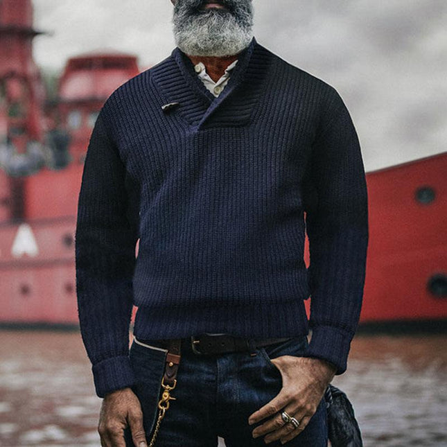 Men's Vintage Sweater | Classic Solid Color Pullover | Long Sleeve Casual Outerwear | Winter Warm Apparel | Soft and Durable Knitwear | Versatile Fit | Men's Fashion Essentials