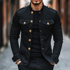 Men's Vintage Lapel Button Jacket | Casual Solid Coat | Long Sleeves | Polyester Cotton Blend | Versatile Outerwear | Lightweight | Retro Style for All Seasons | Sizes S-3XL | Classic Sophistication