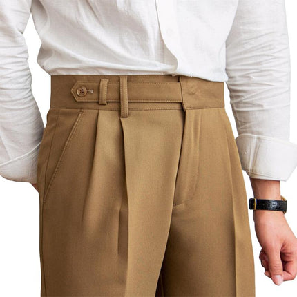 Men's High Waist Suit Pants | British Neapolitan Style | Straight Leg Trousers | Formal Wear | Elegant Tailoring | Premium Fabric | Modern Sophistication | Classic Fit | Versatile Formal Trousers