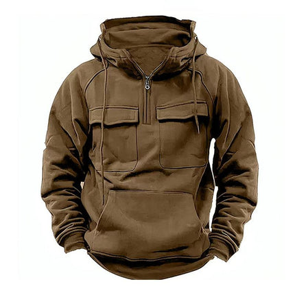 Men's Vintage Hoodie | Thickened Warm Fabric | Multi-Pocket Design | Loose Fit Long Sleeve | Hooded Outerwear | Retro Aesthetic | Casual Comfort | Winter Essential | Versatile Layering | Durable Construction