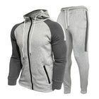 Men's Contrast Color Hoodie Set | Hooded Sweatshirt & Casual Pants | Color-Blocking Activewear | Soft Cotton-Polyester Blend | Slim Fit Tapered Pants | Adjustable Drawstring Hood | Long Sleeve Top | Men's Loungewear & Gym Wear