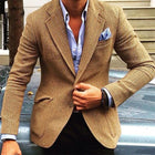 Men's Herringbone Wool Blend Blazer | Single Breasted | Vintage Style | Tailored Fit | Lapel Collar | Formal & Casual Versatility | Warm & Comfortable Outerwear | Easy Care | Various Sizes Available