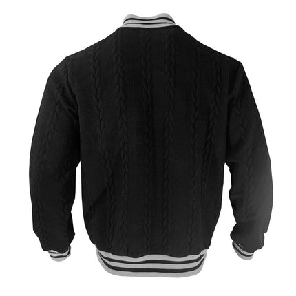 Men's Baseball Jacket | Casual Single Breasted Cardigan Style | Ribbed Stand-Up Collar | Long Sleeves with Ribbed Cuffs | Cotton-Polyester Blend | Lightweight & Warm | Side Pockets | Ideal for Autumn & Spring