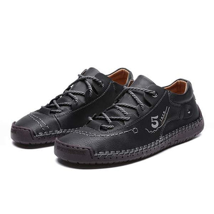 Men's Leather Casual Shoes | Vintage Lace-Up | Flexible Non-Slip Rubber Sole | Lightweight & Comfortable Footwear